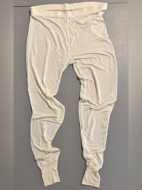 VTG Lands' End Women's Cream 100% Silk Long Johns Pajama Pants M